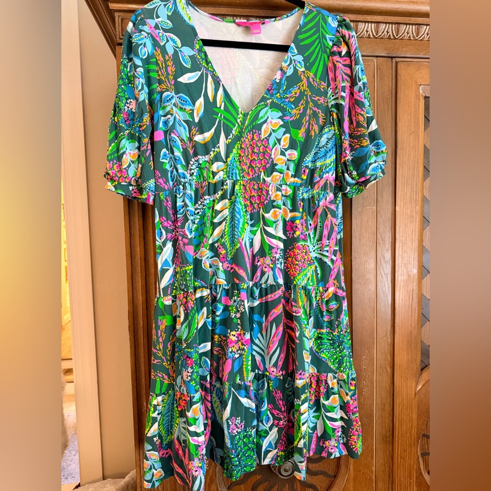 Lilly Pulitzer Bright Pink and Multicolor Floral Top